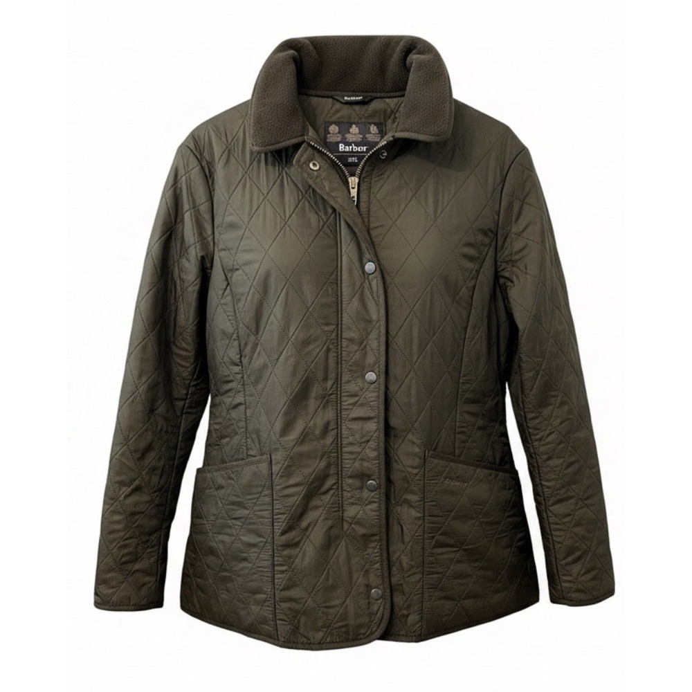 Barbour Cavalry Polarquilt Jacket Sz 18 Olive Green Diamond Quilt Gorpcore Coat